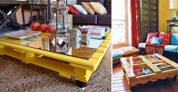 Table basse palette jaune