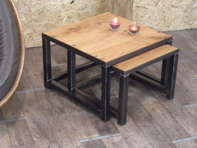 Table basse gigogne style industriel