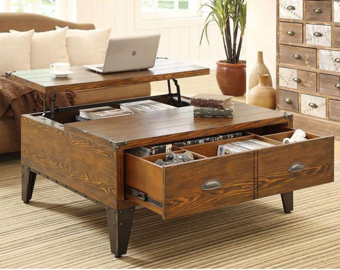 Table basse avec rangement bouteille aperitif