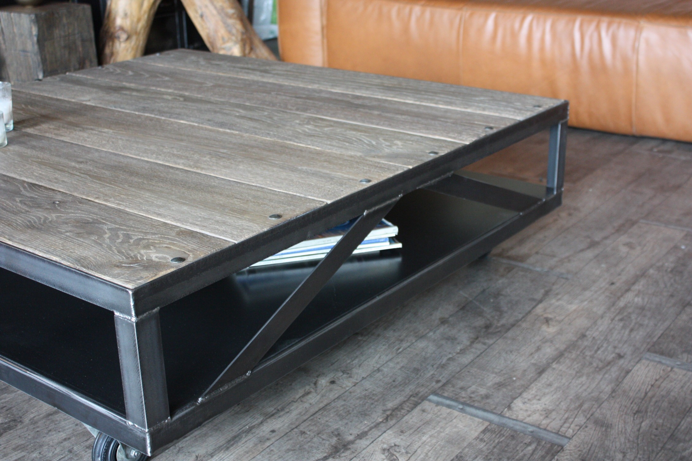 Table basse bois et gris