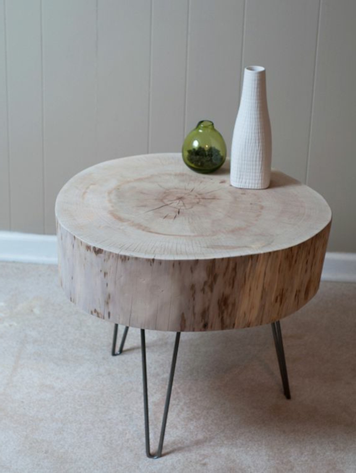 Table basse bois flotté ronde