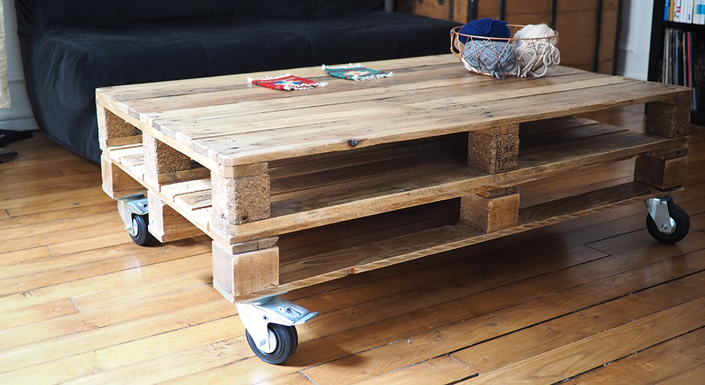 Table basse palette bouteille