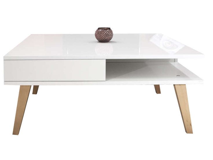 Table basse blanc et bois conforama