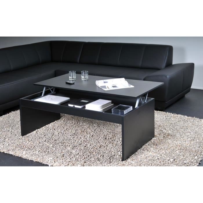 Table basse noir plateau relevable