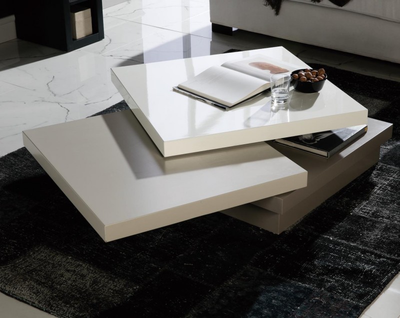 Table basse en bois pivotante