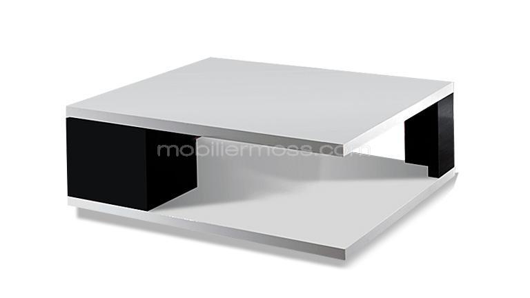Table basse noir et blanc avec rangement