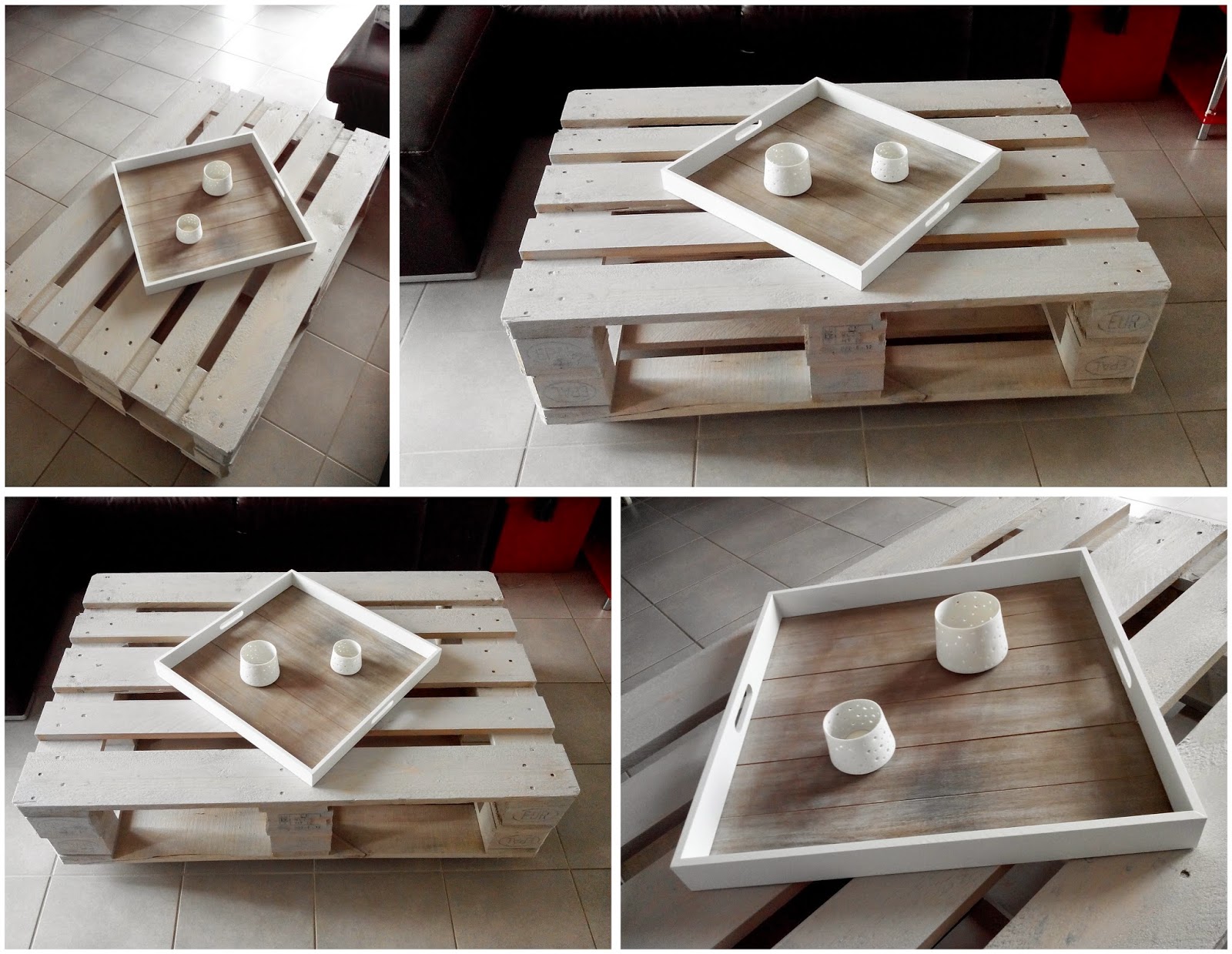 Palette table basse grise