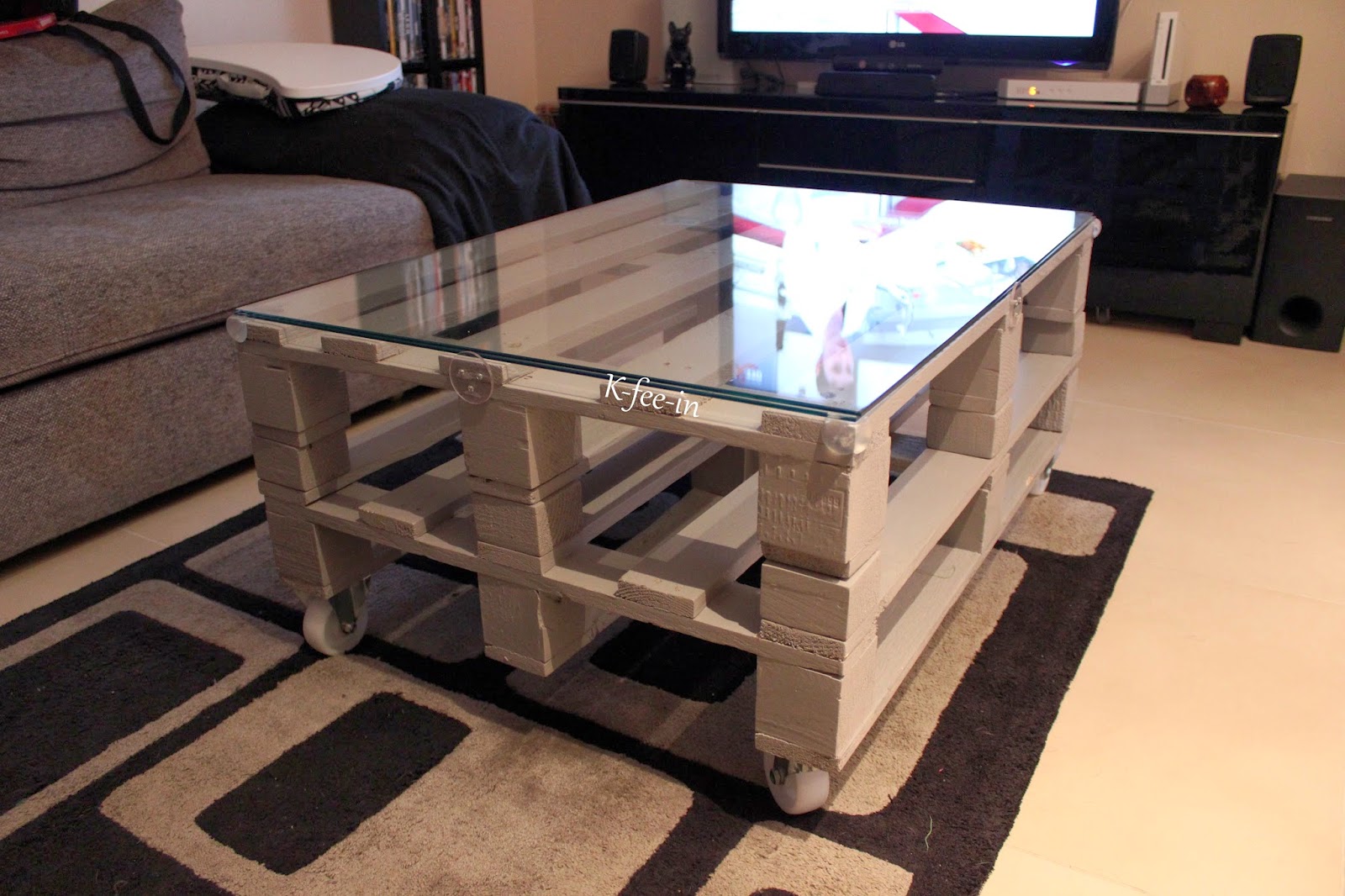 Verre pour table basse palette