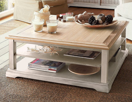 Table basse carrée bois blanc