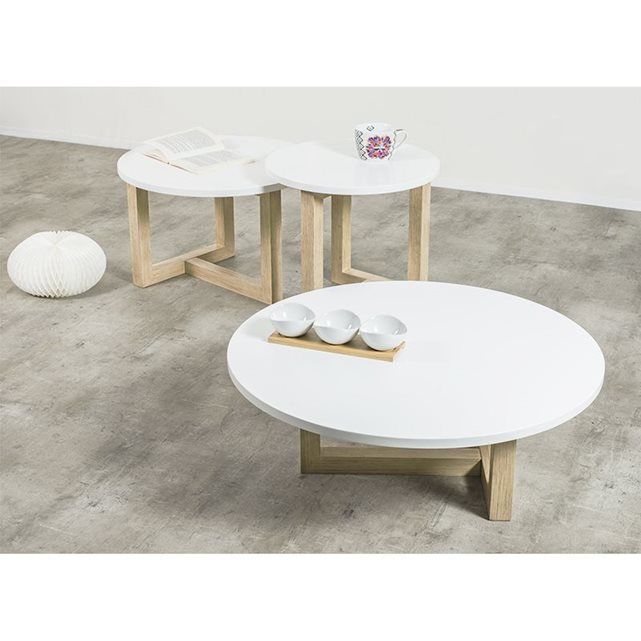 Table basse ronde bois marocaine