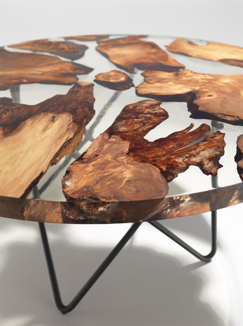 Table basse bois resine epoxy