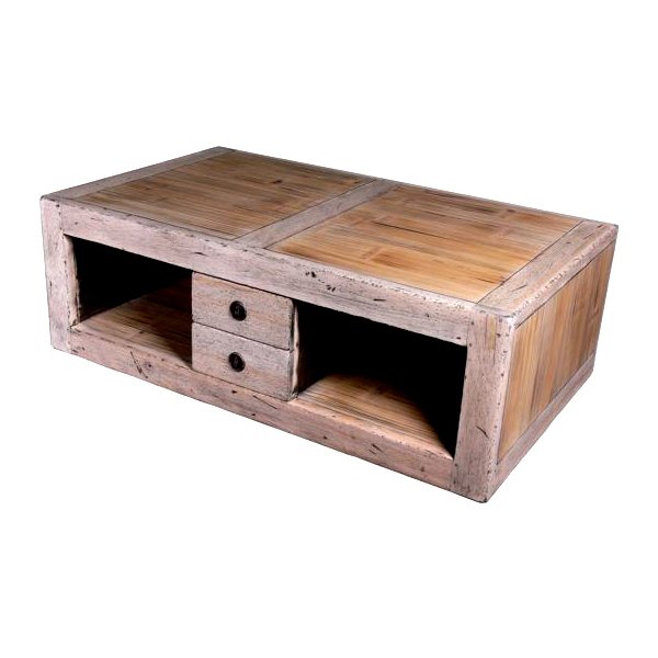 Table basse vintage bois carrée