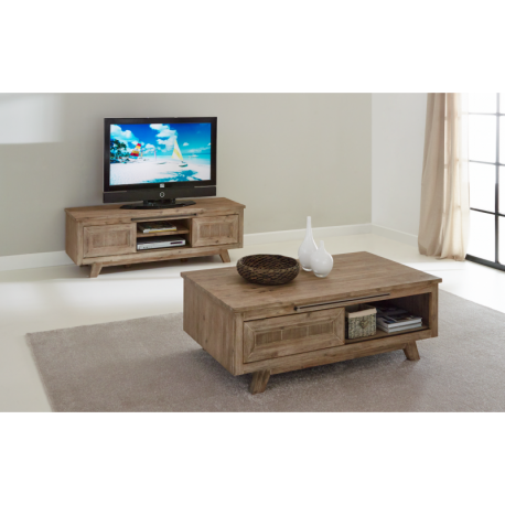 Meuble tv et table basse bois gris