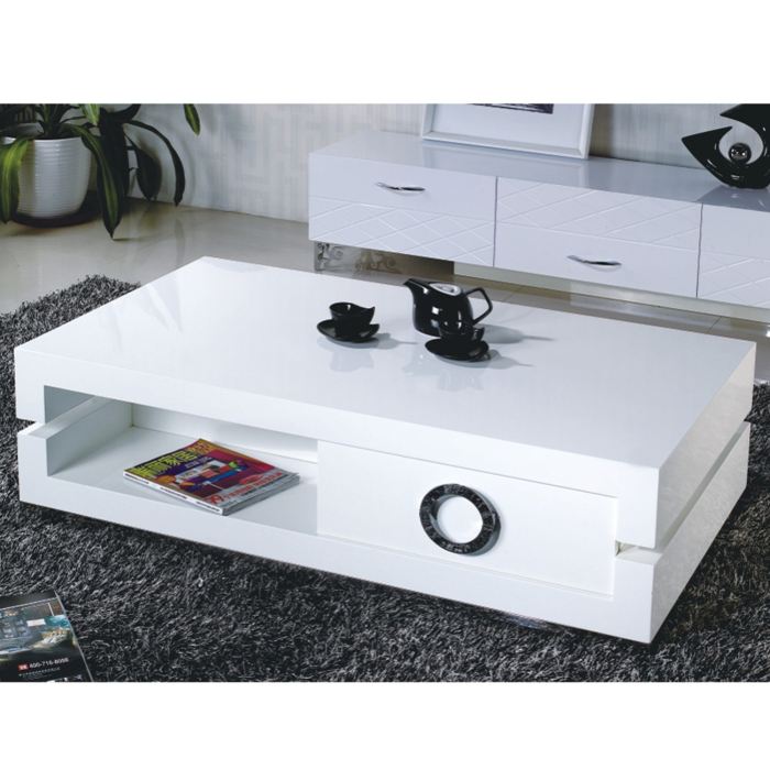 Table basse avec rangement blanc
