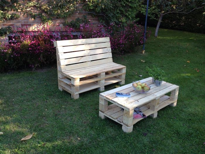 Palette table basse jardin