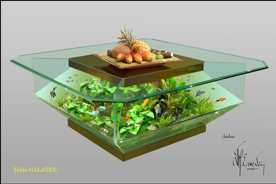 Table basse aquarium ronde