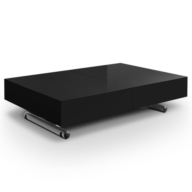 Table basse relevable extensible noir