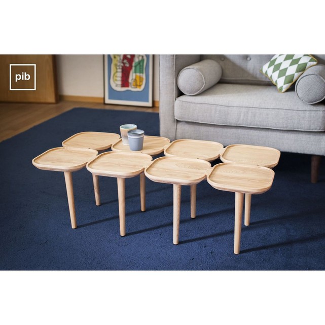 Table basse malle bois clair