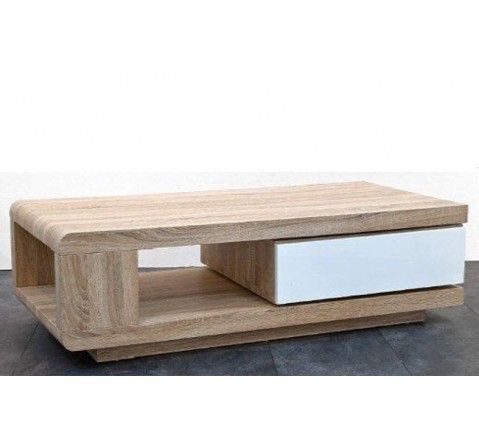 Table basse design blanc bois