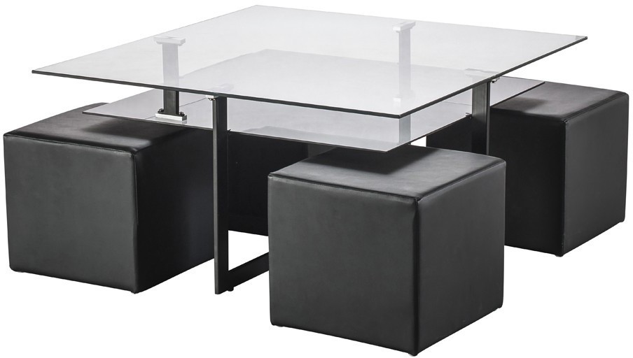 Table basse moderne avec pouf
