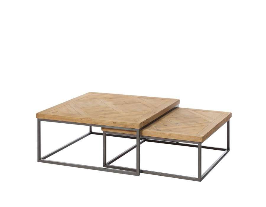 Table basse gigogne métal et bois