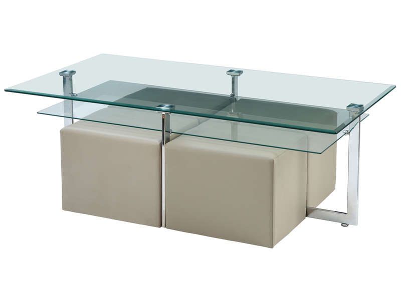 Table basse + 4 poufs conforama