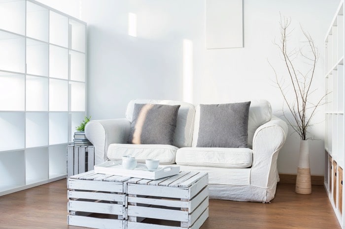 Table basse palette plateau blanc