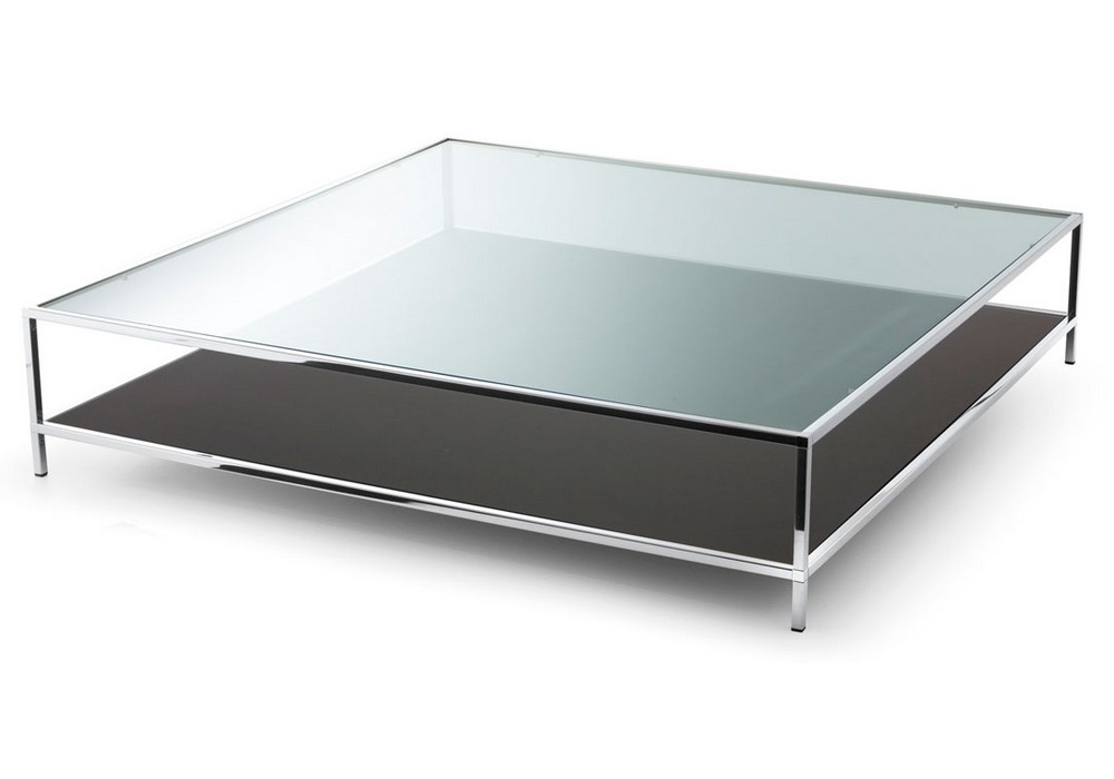 Table basse carrée en verre 100x100