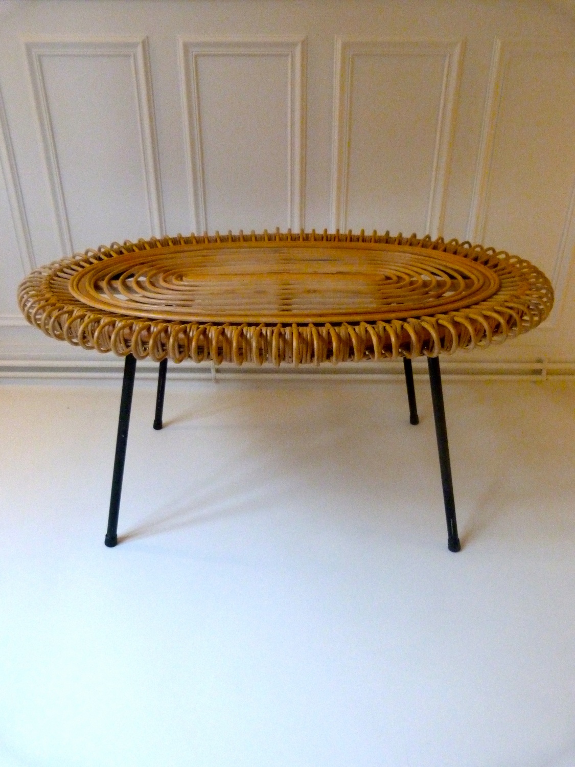 Table basse bois rotin