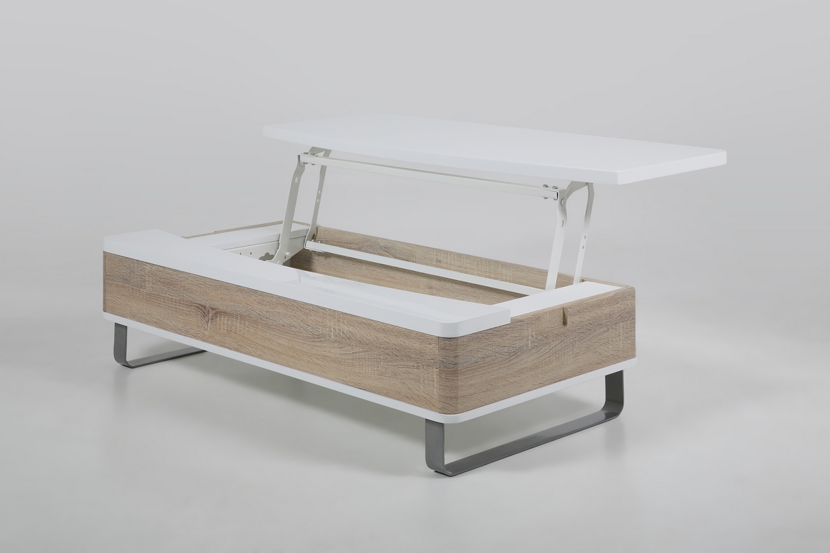 Table basse blanche laqué bois