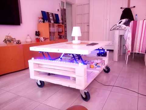Table basse relevable verre trempé
