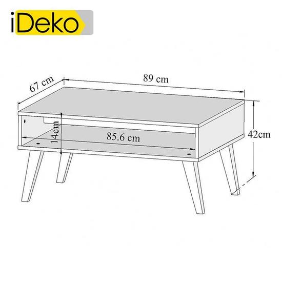 Table basse en bois avec niche et piètement incliné ellinor