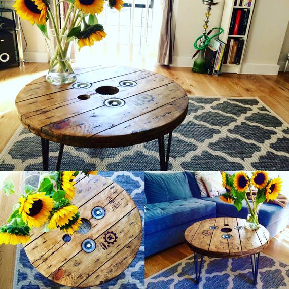 Enrouleur bois table basse