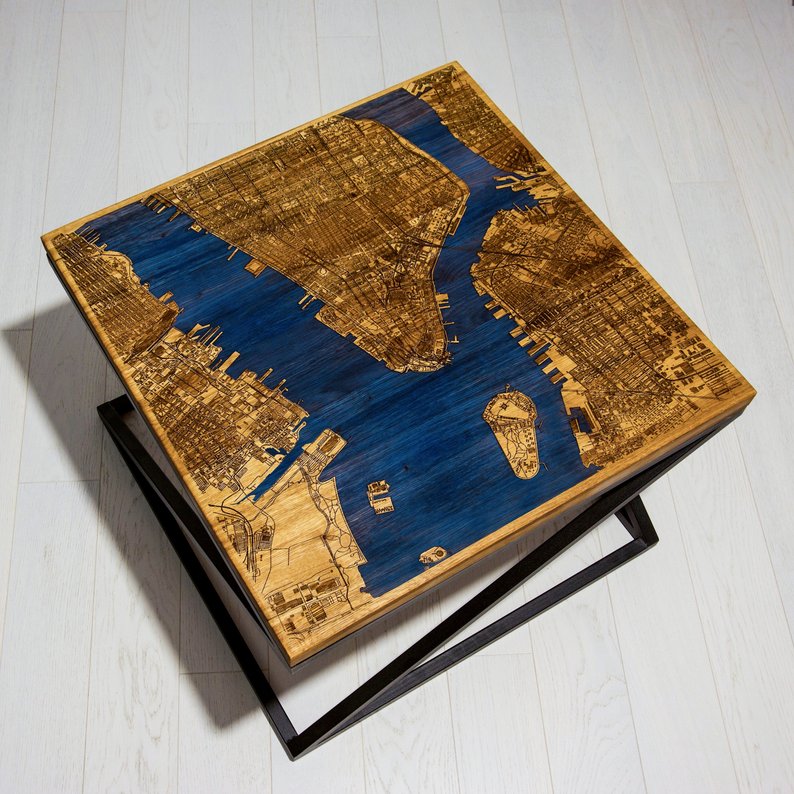 Table basse bois resine