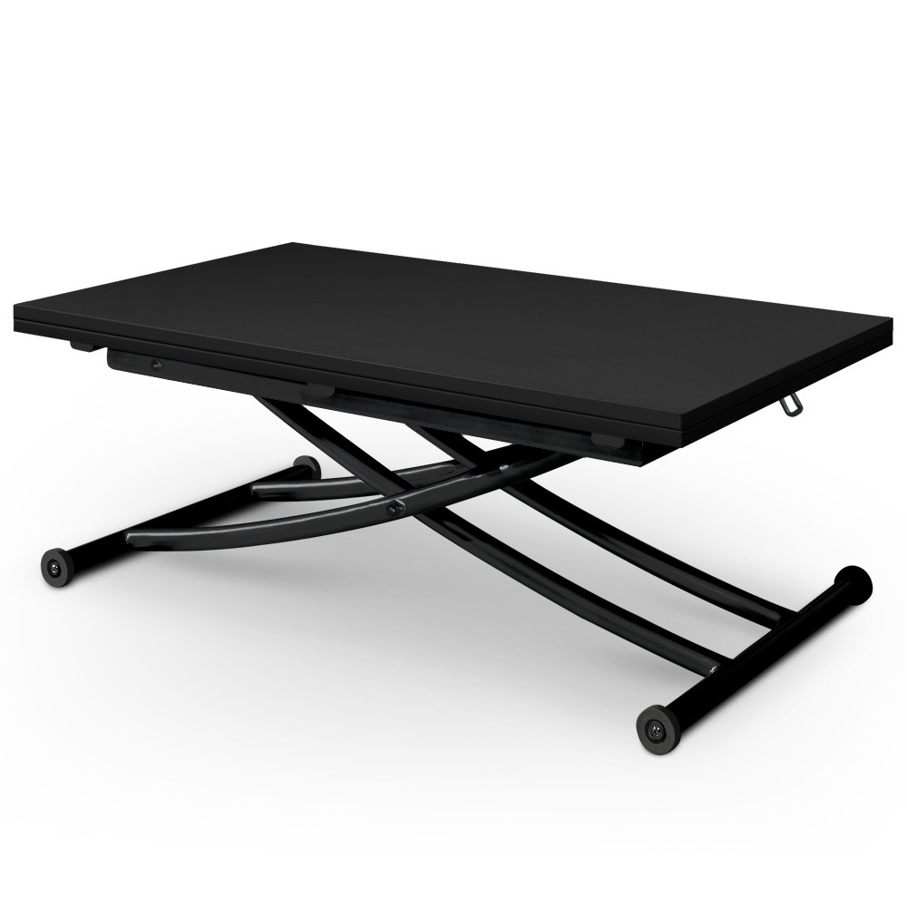 Open table basse transformable, plateau relevable - noir