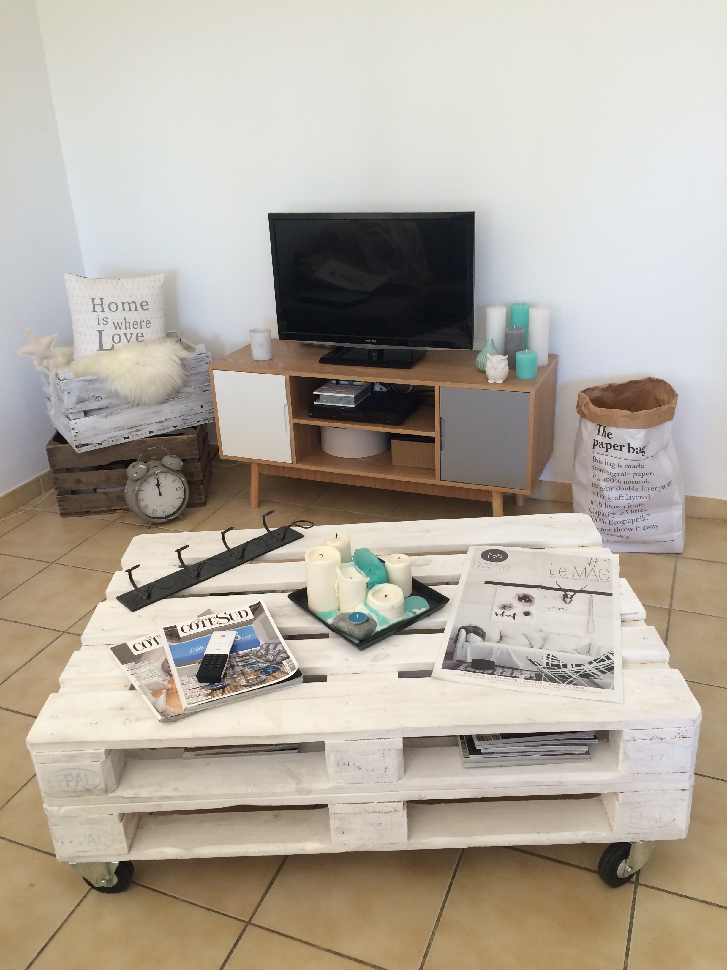 Deco palette en table basse