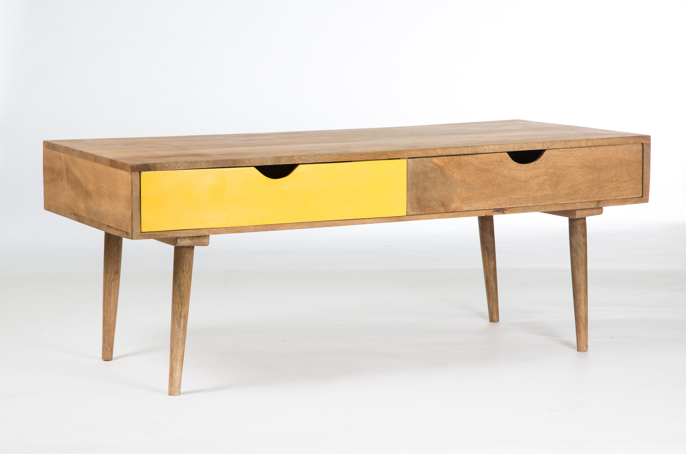 Table basse scandinave bois metal ronde