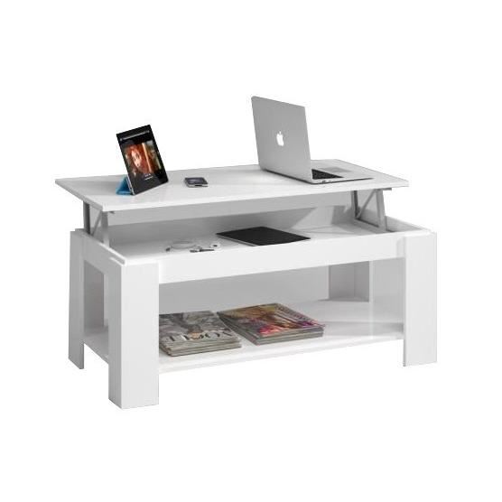 Kendra table basse blanche plateau relevable