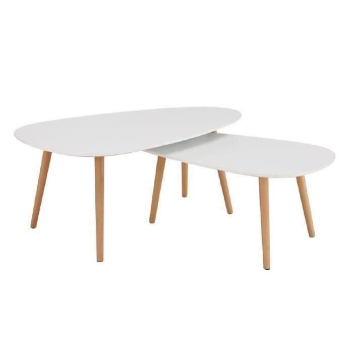 Table basse gigogne coloris blanc / noir