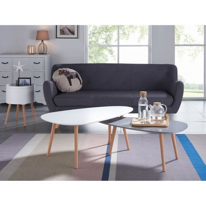 Table basse gigogne laque blanc