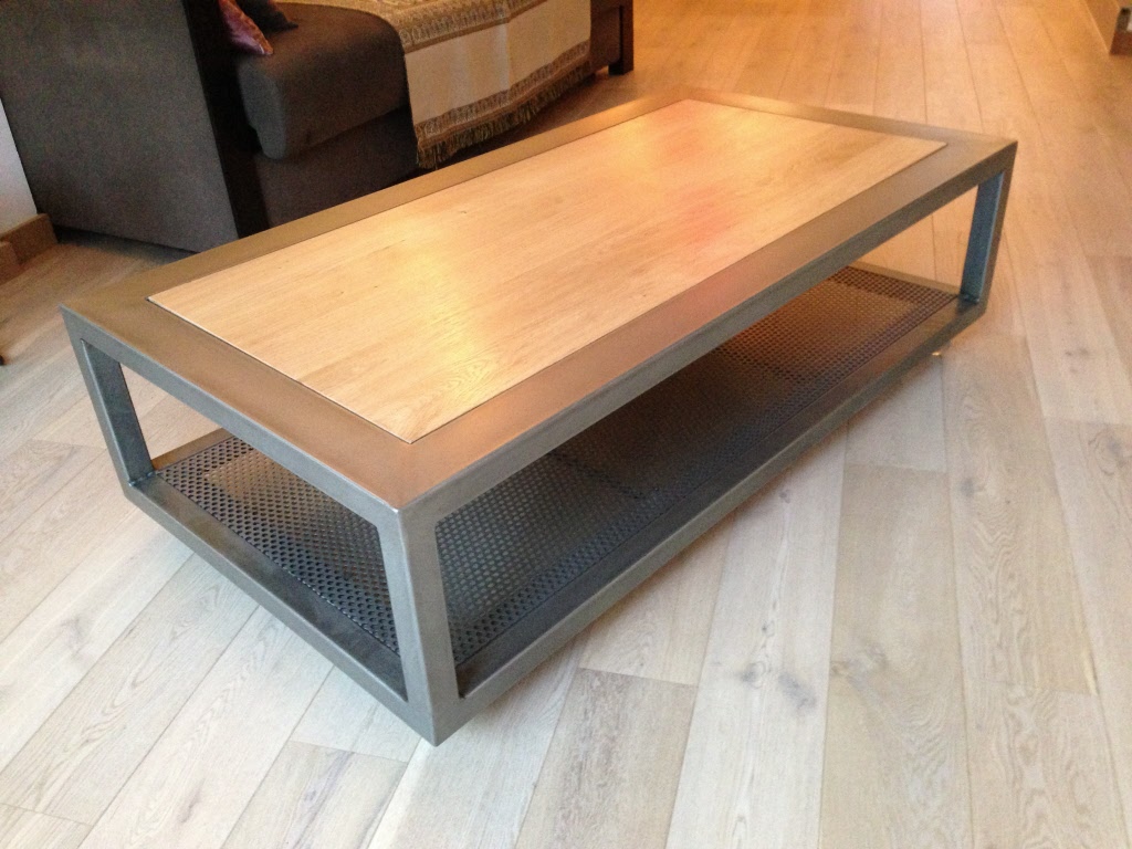 Table basse bois acier brosse