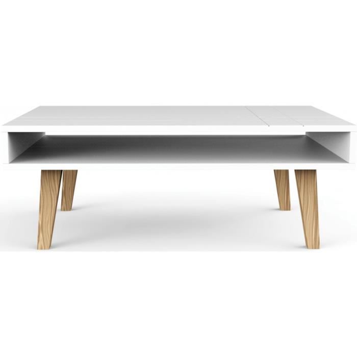 Table basse blanche scandinave rectangulaire