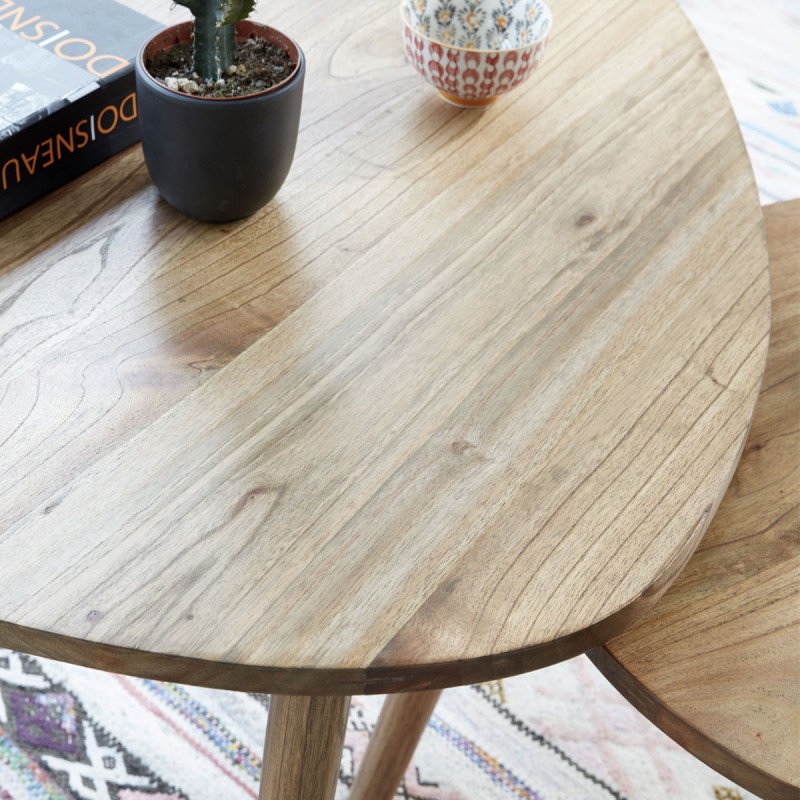 Table basse galet bois
