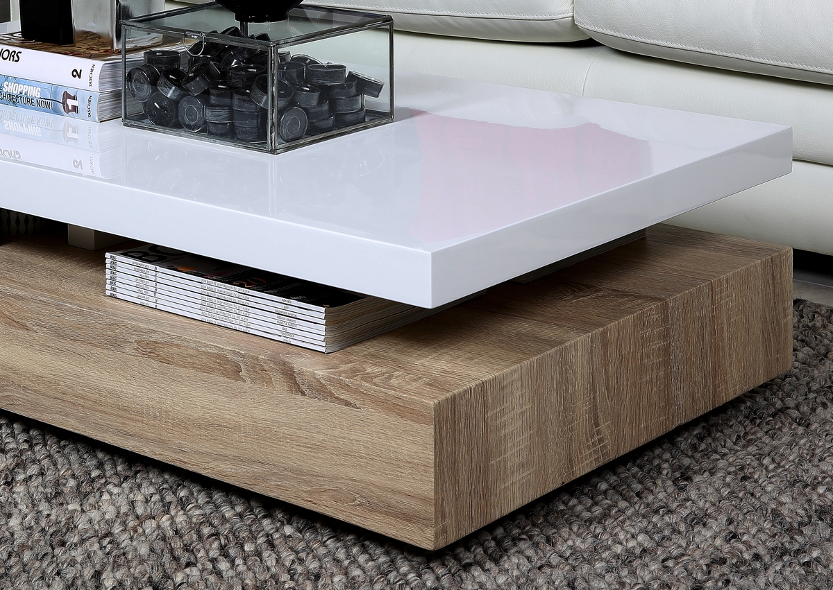 Table basse laque blanc bois