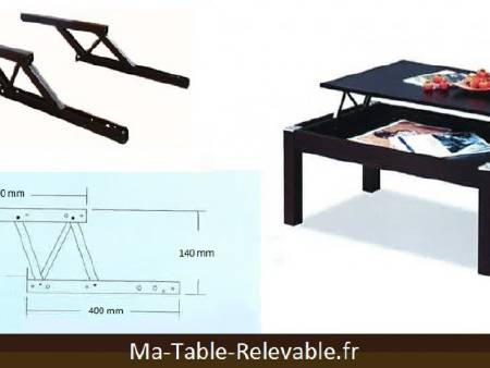 Mécanisme plateau relevable pour table basse