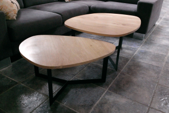 Table basse gigogne bois et métal