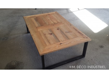 Table basse bois industrielle