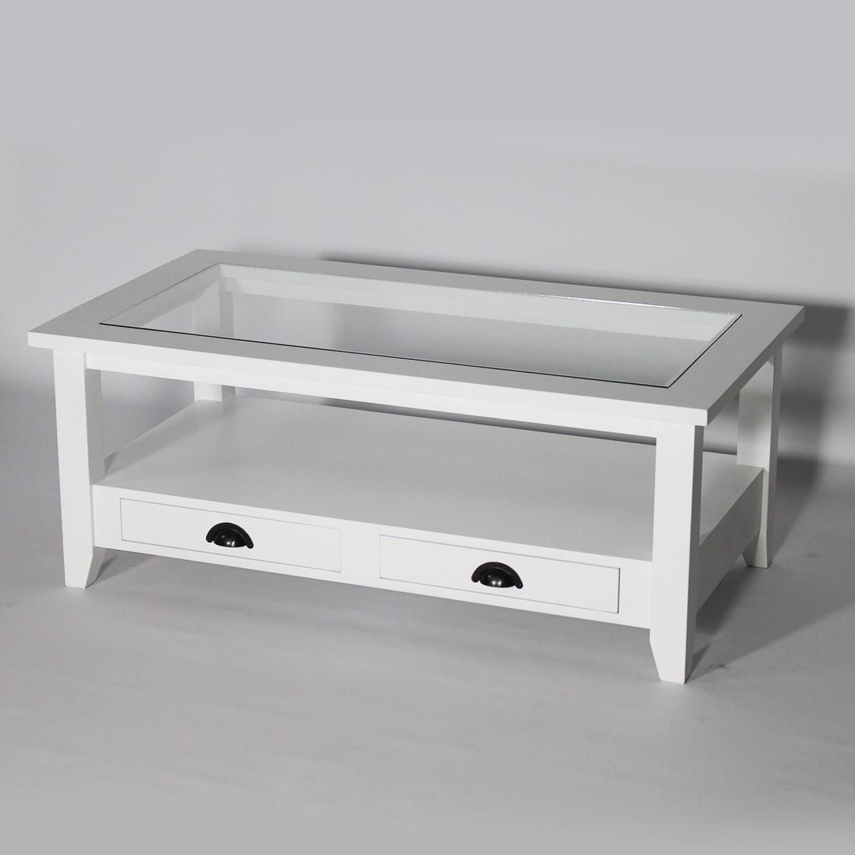 Table basse en verre et blanc