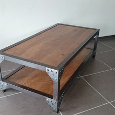 Table basse metal et bois massif