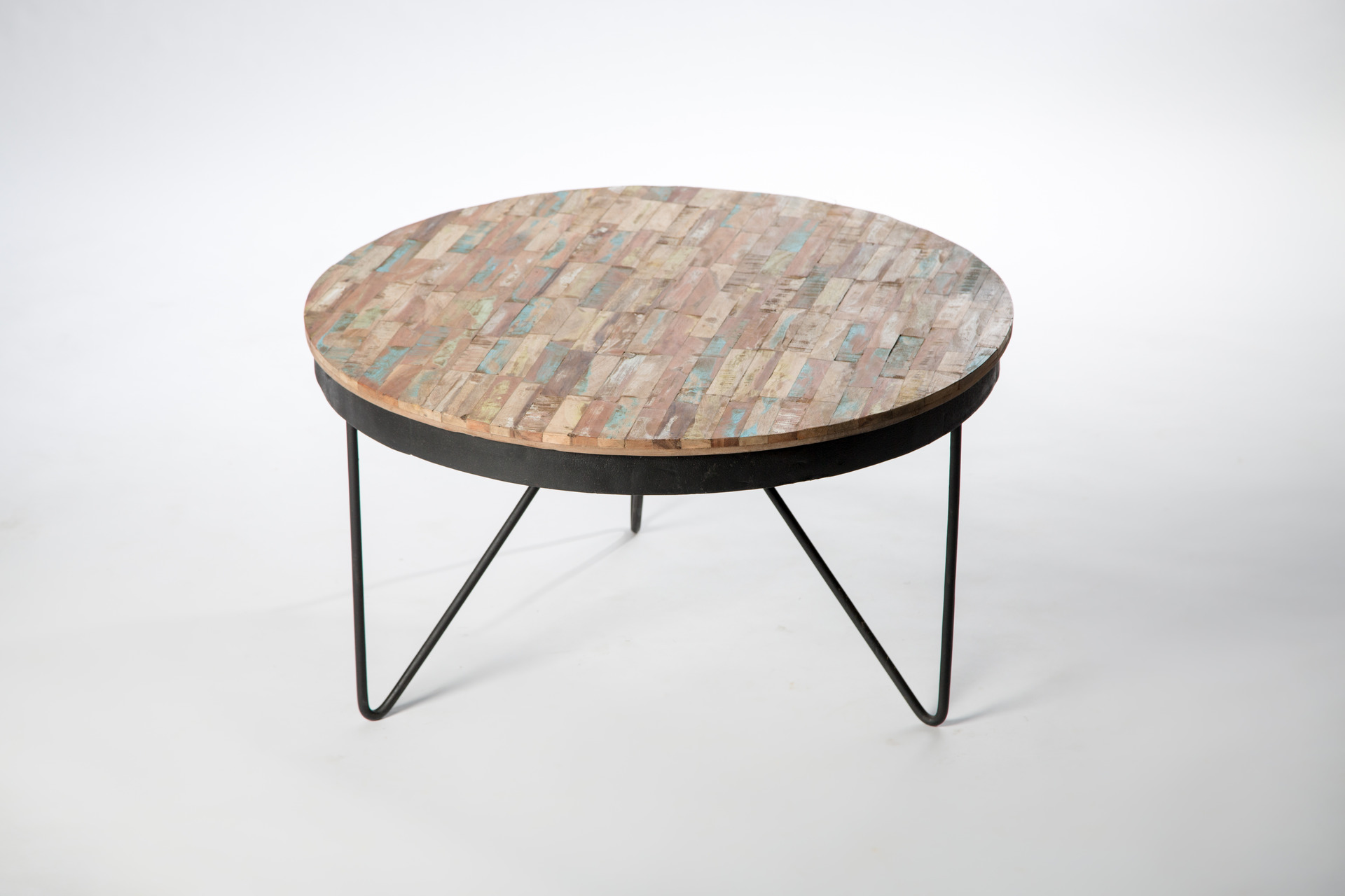 Table basse ronde bois fer